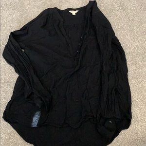 Long sleeve half button down shirt with no collar